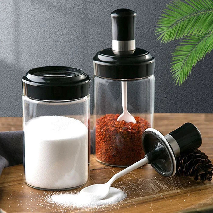 Glass Seasoning Jar with Spoon - 250ml