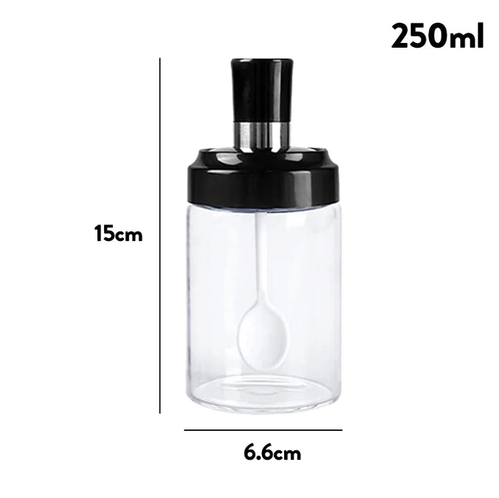 Glass Seasoning Jar with Spoon - 250ml