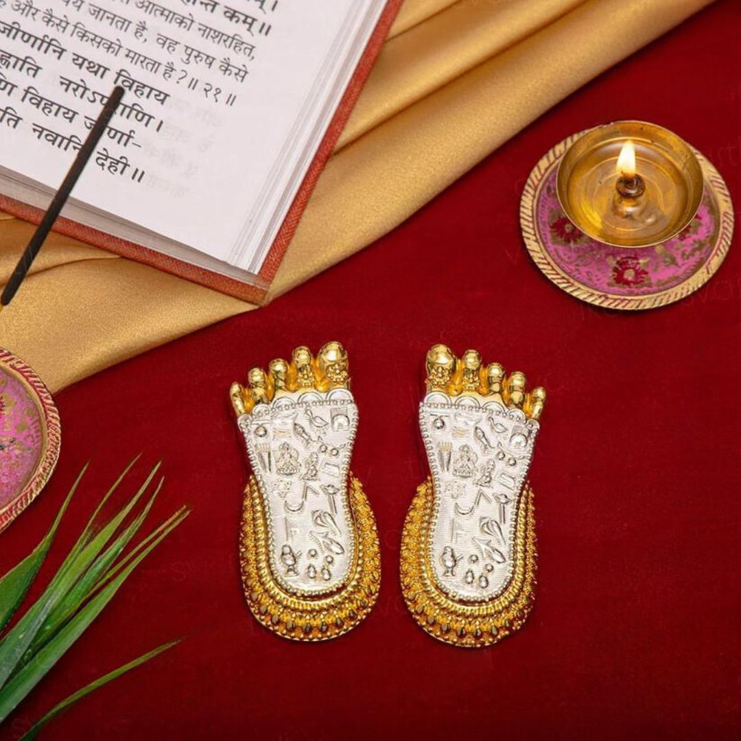 Shri Lakshmi Charan Paduka | Silver and Gold Plated