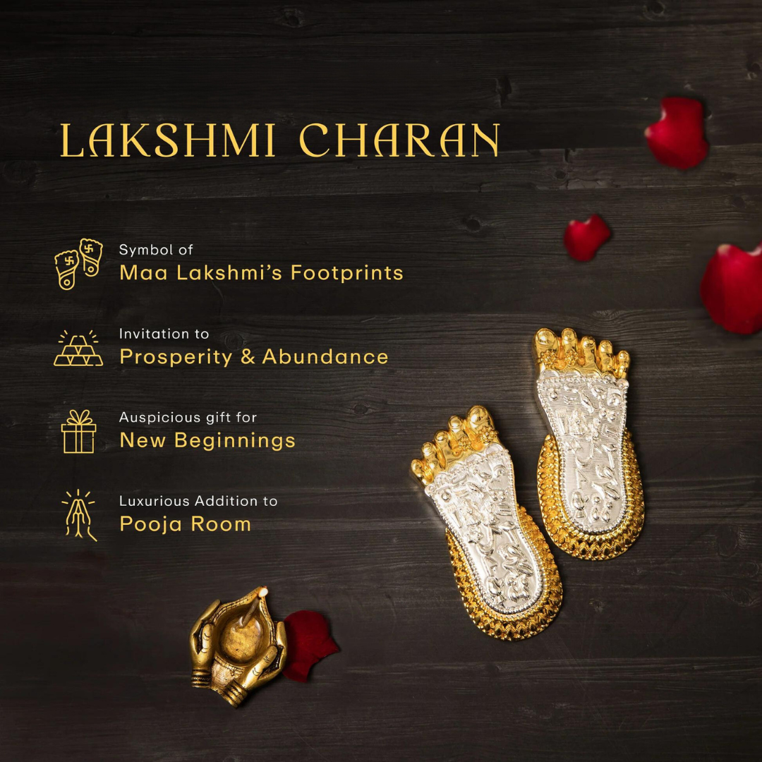 Shri Lakshmi Charan Paduka | Silver and Gold Plated