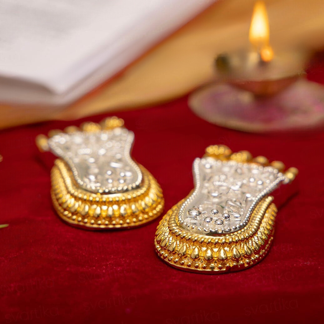 Shri Lakshmi Charan Paduka | Silver and Gold Plated