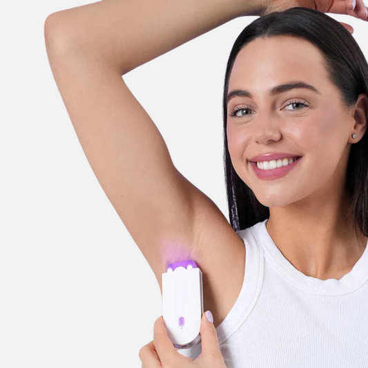 a woman holding a hair dryer in her hand