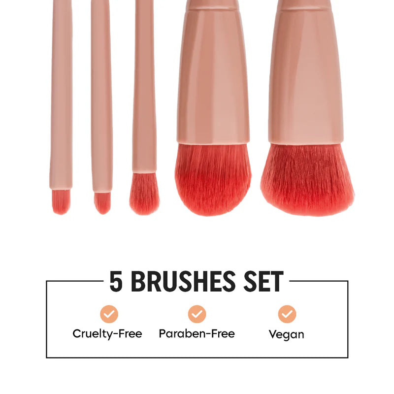 5 in 1 Makeup Brushes Set with Mirror