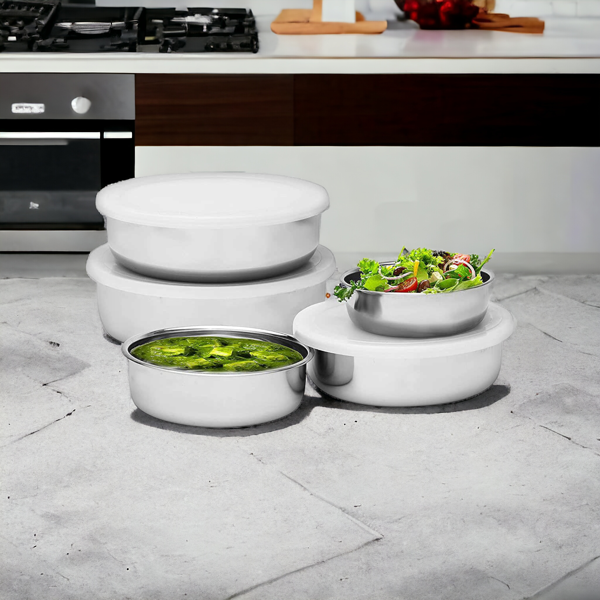 Stainless Steel Food Storage Bowls - Set of 5