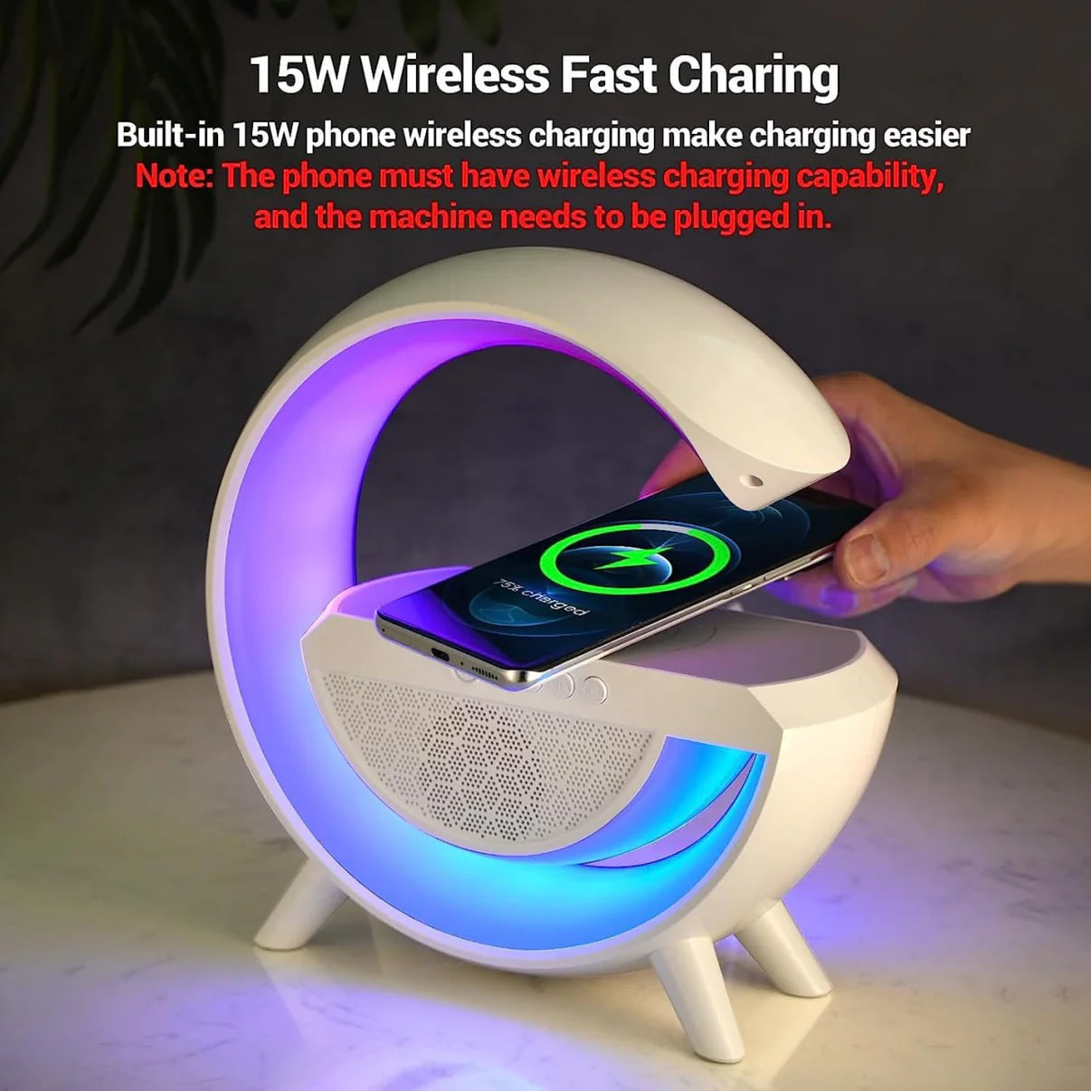 G-Shape LED Wireless Charging Speaker Lamp